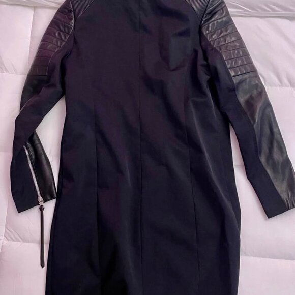 RUDSAK Collared Black Leather Sleeved Jacket - Picture 2 of 7